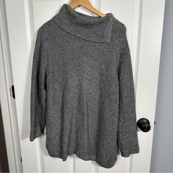 Talbots Plus sweater, size 2x. Marled gray, front seam, split turtleneck. - Picture 1 of 10